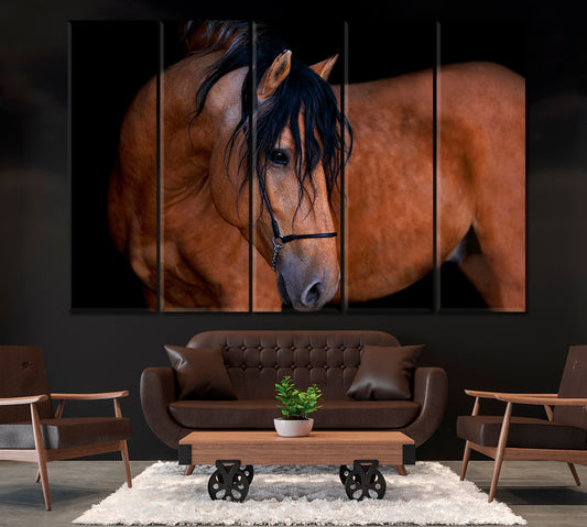 Portrait of Elegant Horse Canvas Print ArtLexy 5 Panels 36"x24" inches 