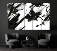 Black and White Abstraction Canvas Print ArtLexy 5 Panels 36"x24" inches 