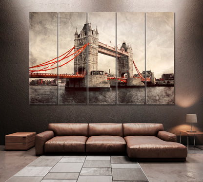 Tower Bridge London Canvas Print ArtLexy 5 Panels 36"x24" inches 
