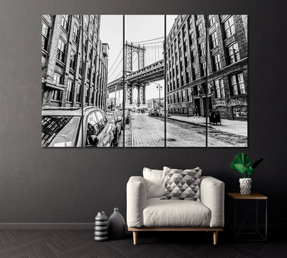 Manhattan Bridge Washington Street New York Canvas Print ArtLexy 5 Panels 36"x24" inches 