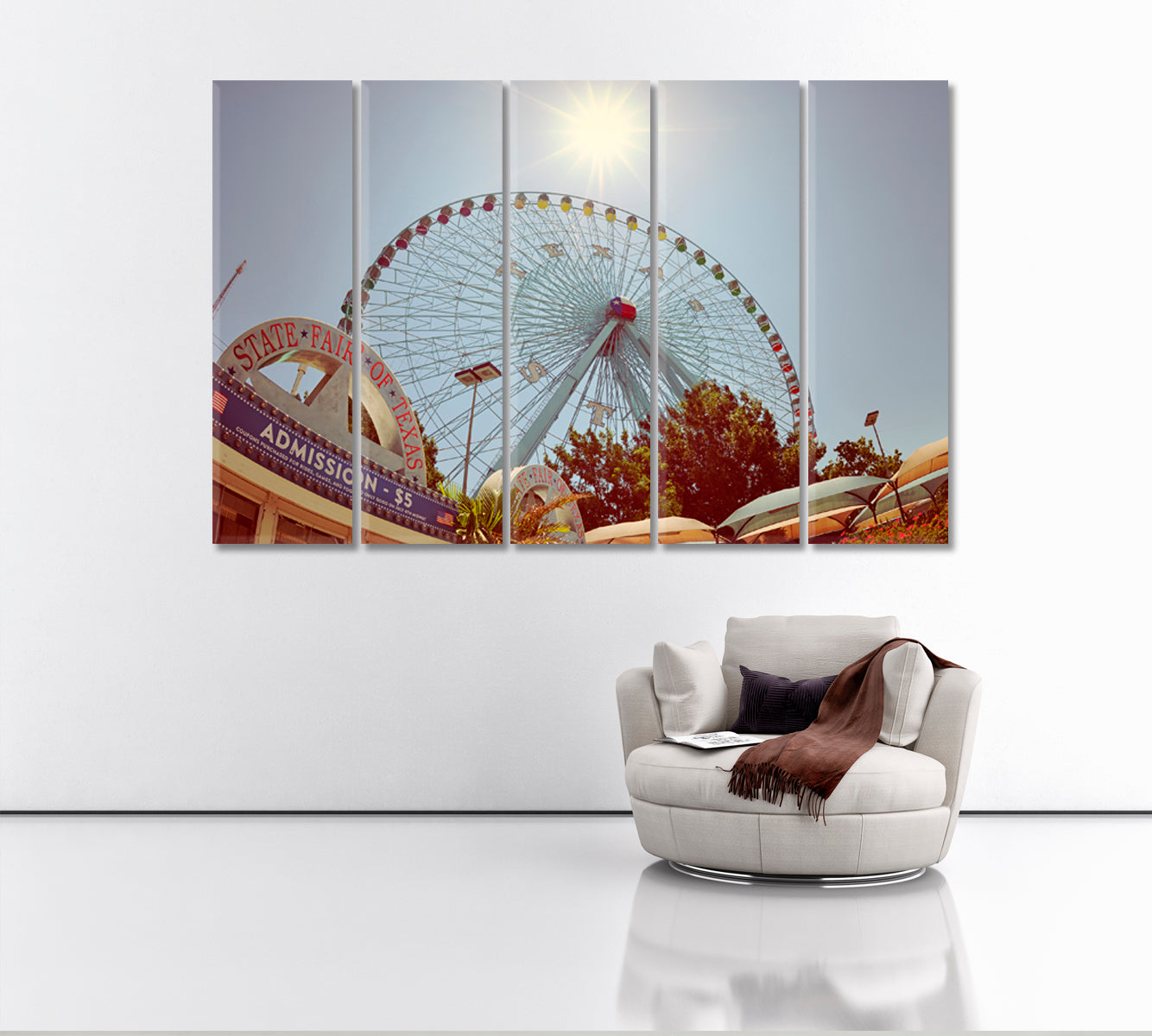 Texas Star Ferris Wheel Canvas Print ArtLexy 5 Panels 36"x24" inches 