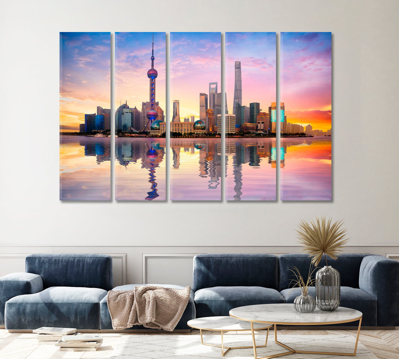 China Shanghai City Skyline at Dusk Canvas Print ArtLexy   