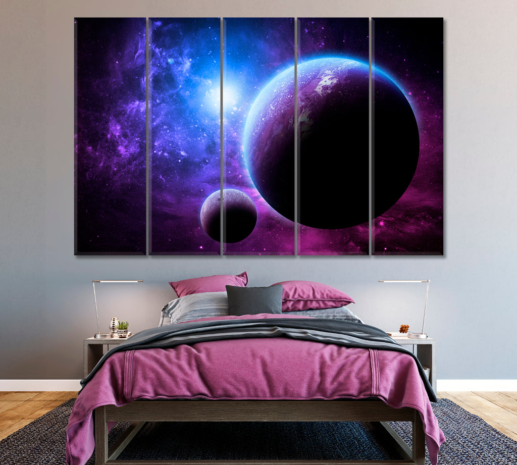 Purple Planet Canvas Print ArtLexy 5 Panels 36"x24" inches 