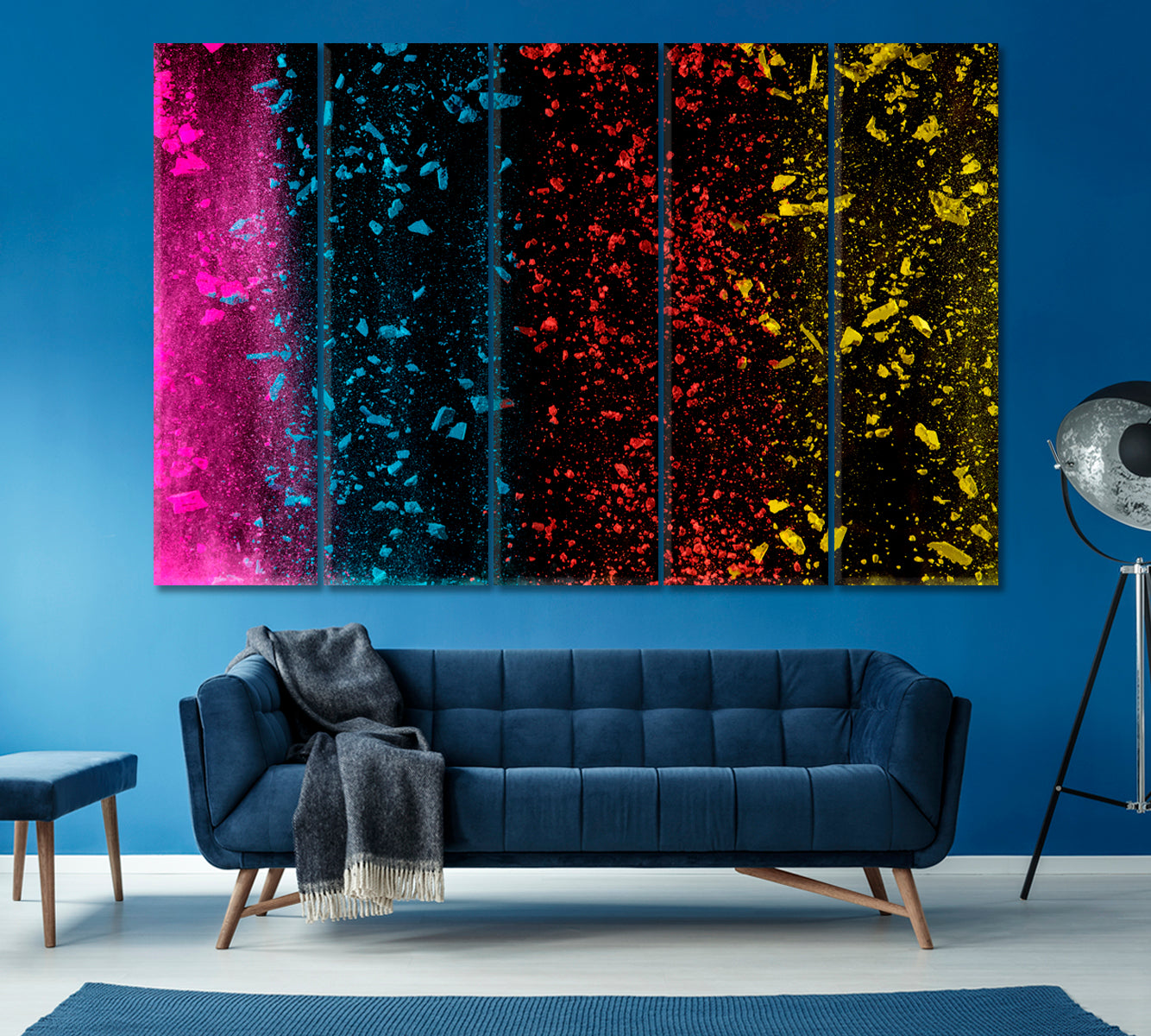 Abstract Multicolor Powder Canvas Print ArtLexy 5 Panels 36"x24" inches 