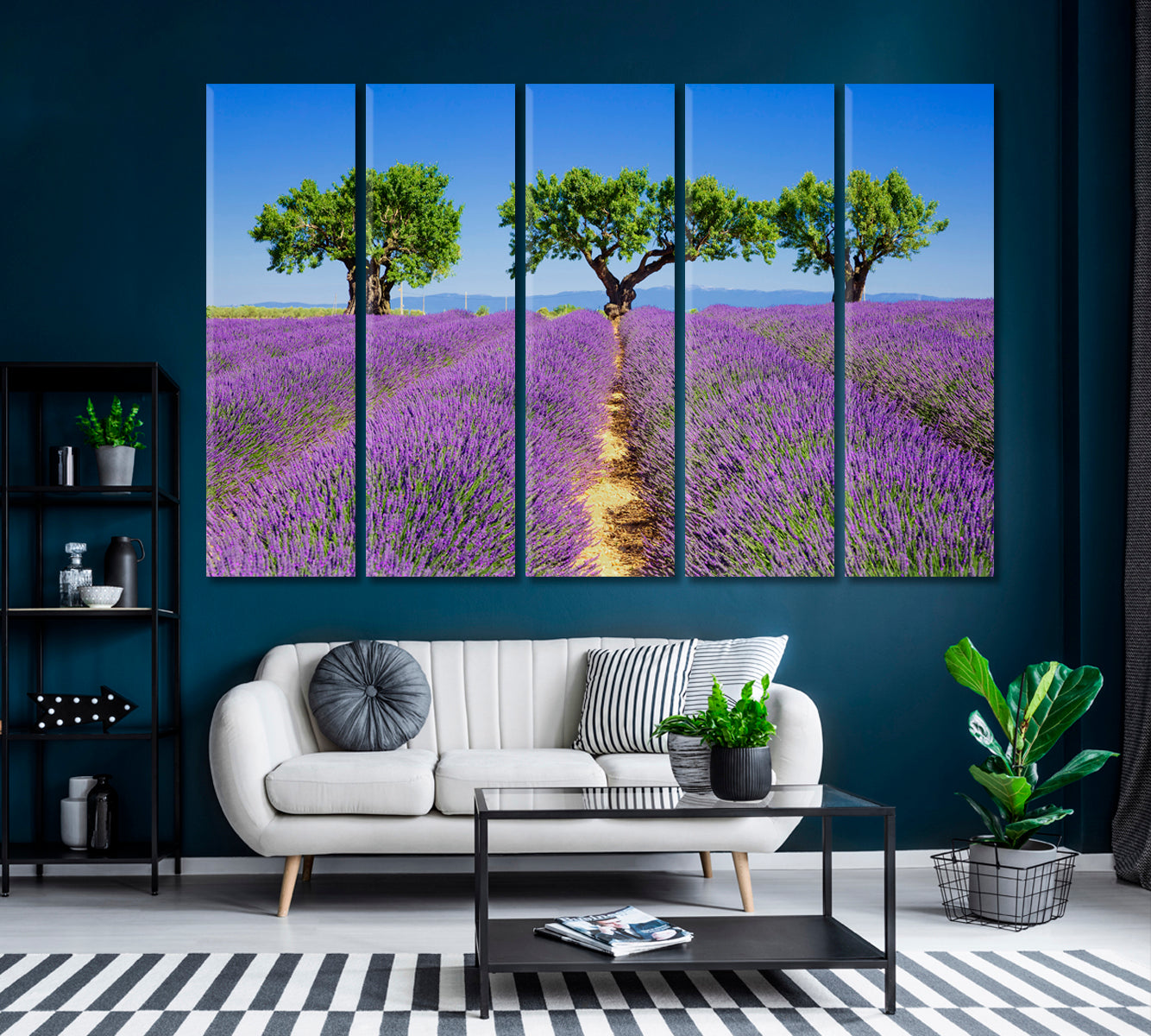 Lavender Fields of Provence France Canvas Print ArtLexy 5 Panels 36"x24" inches 