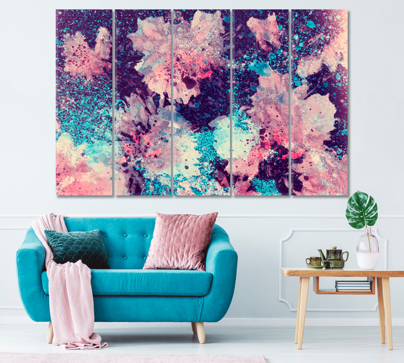 Abstract Flowers in Impressionism Style Canvas Print ArtLexy 5 Panels 36"x24" inches 