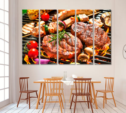 Grilled Meat with Vegetables Canvas Print ArtLexy   