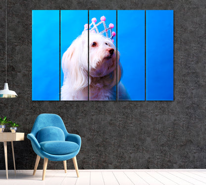 Maltese Dog with Crown Canvas Print ArtLexy 5 Panels 36"x24" inches 