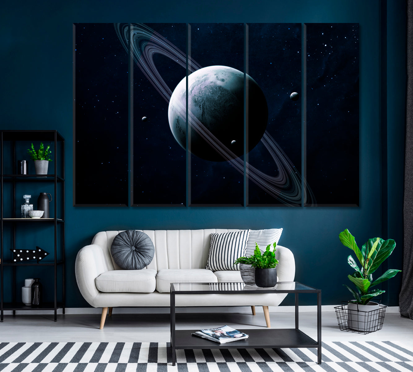 Planets in Space Canvas Print ArtLexy 5 Panels 36"x24" inches 