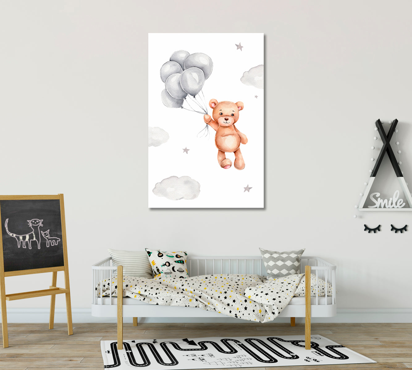 Teddy Bear With Balloons Canvas Print ArtLexy   