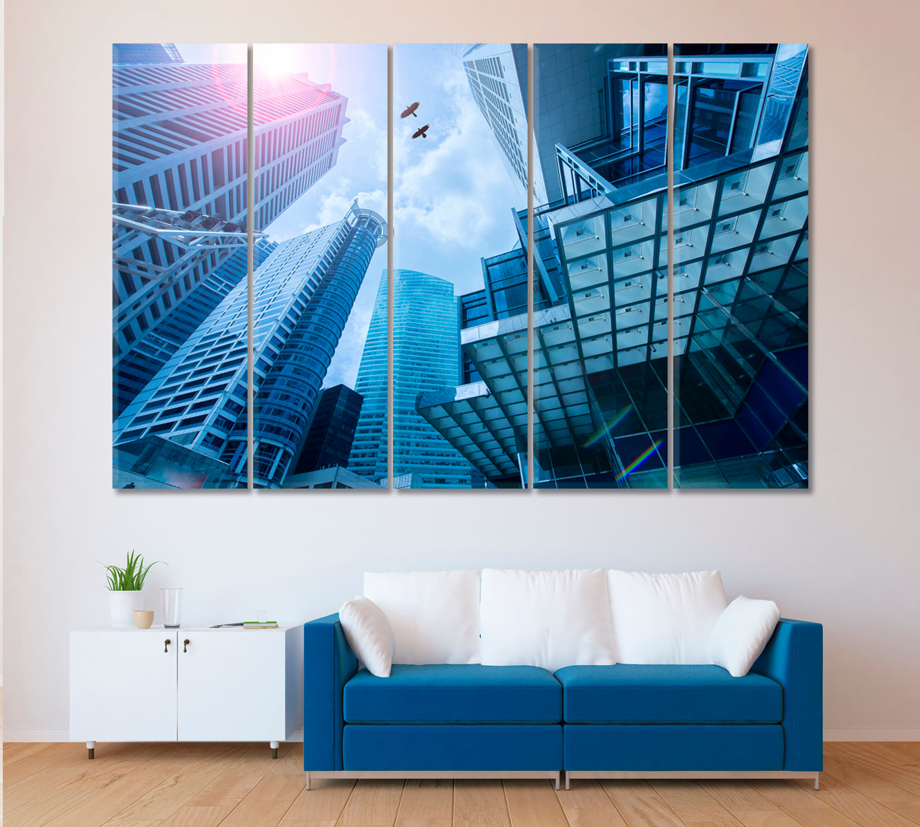 Singapore Skyscrapers Canvas Print ArtLexy 5 Panels 36"x24" inches 