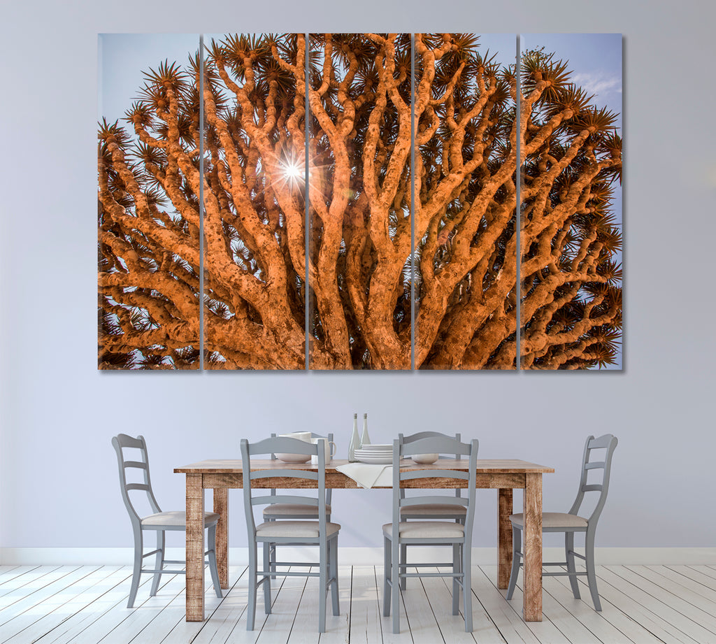 Branches of Dragon Blood Tree Socotra Canvas Print ArtLexy 5 Panels 36"x24" inches 