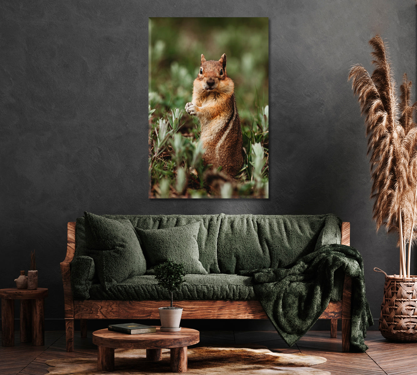 Cute Chipmunk in Forest Canvas Print ArtLexy 1 Panel 16"x24" inches 