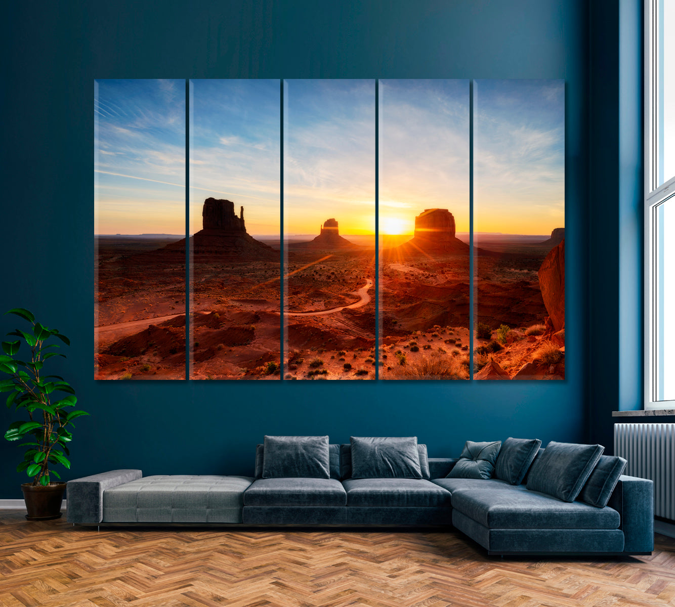 Monument Valley Navajo Tribal Park Arizona USA Canvas Print ArtLexy 5 Panels 36"x24" inches 