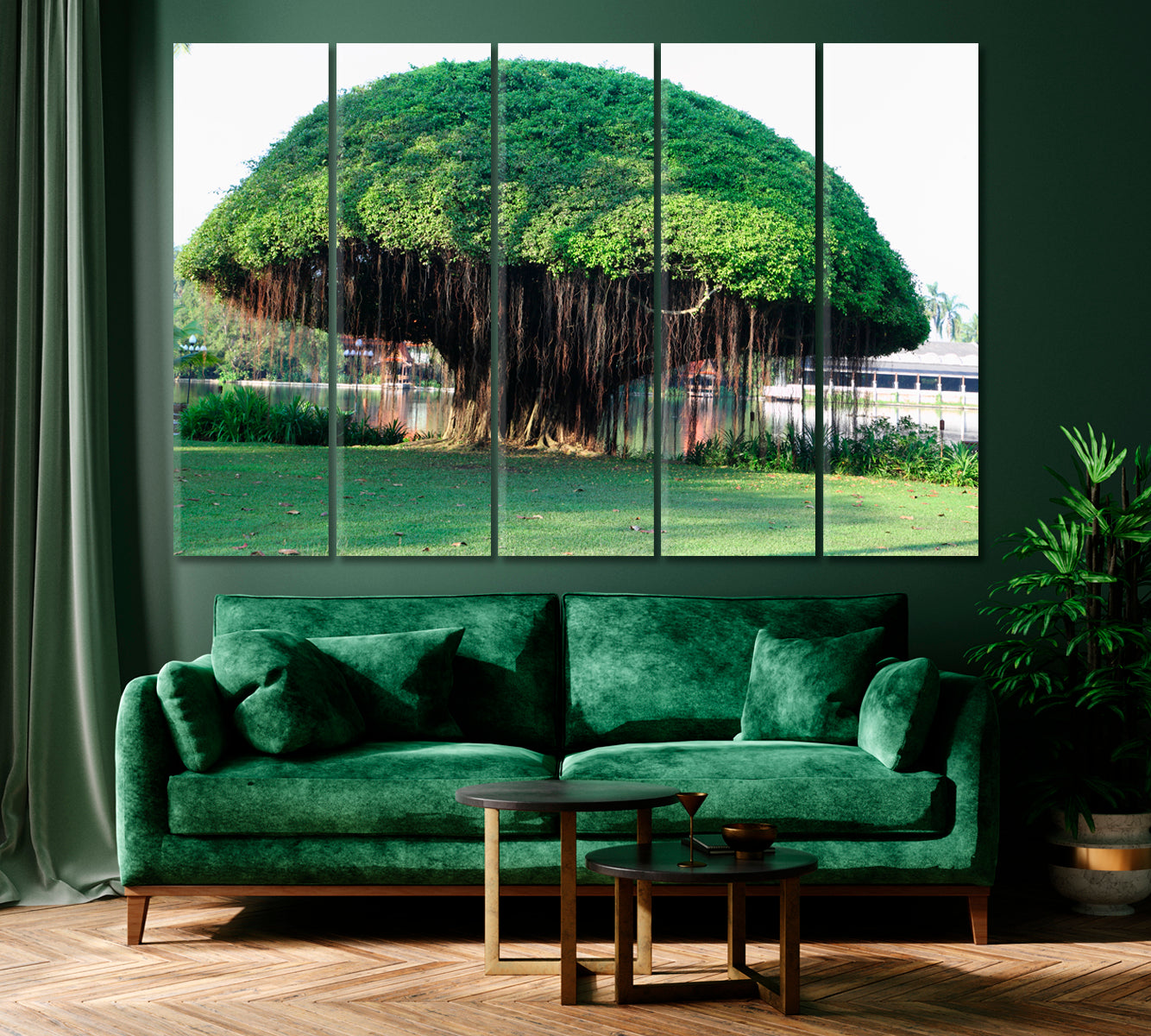 Old Banyan Tree Canvas Print ArtLexy 5 Panels 36"x24" inches 
