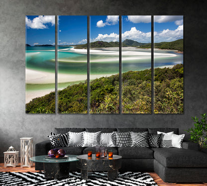 Whitehaven Beach, Hill Inlet Queensland Australia Canvas Print ArtLexy 5 Panels 36"x24" inches 