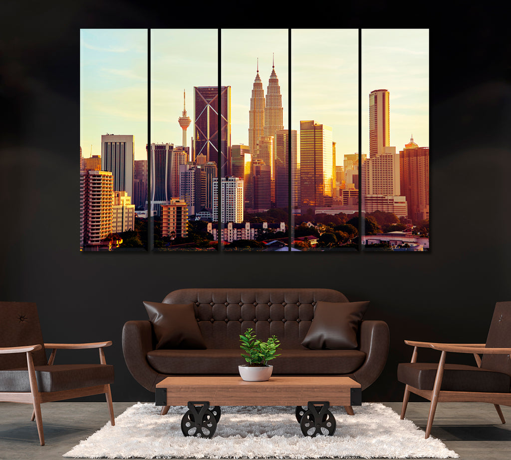 Kuala Lumpur at Sunset Canvas Print ArtLexy 5 Panels 36"x24" inches 