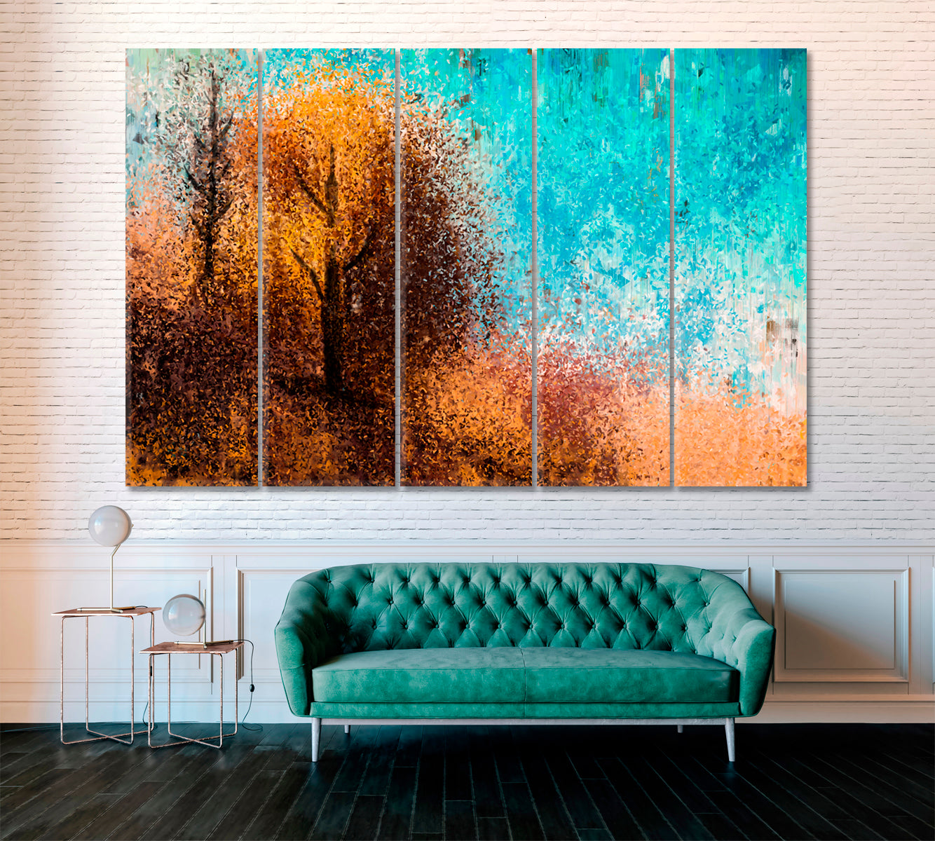 Abstract Autumn Trees Canvas Print ArtLexy 5 Panels 36"x24" inches 