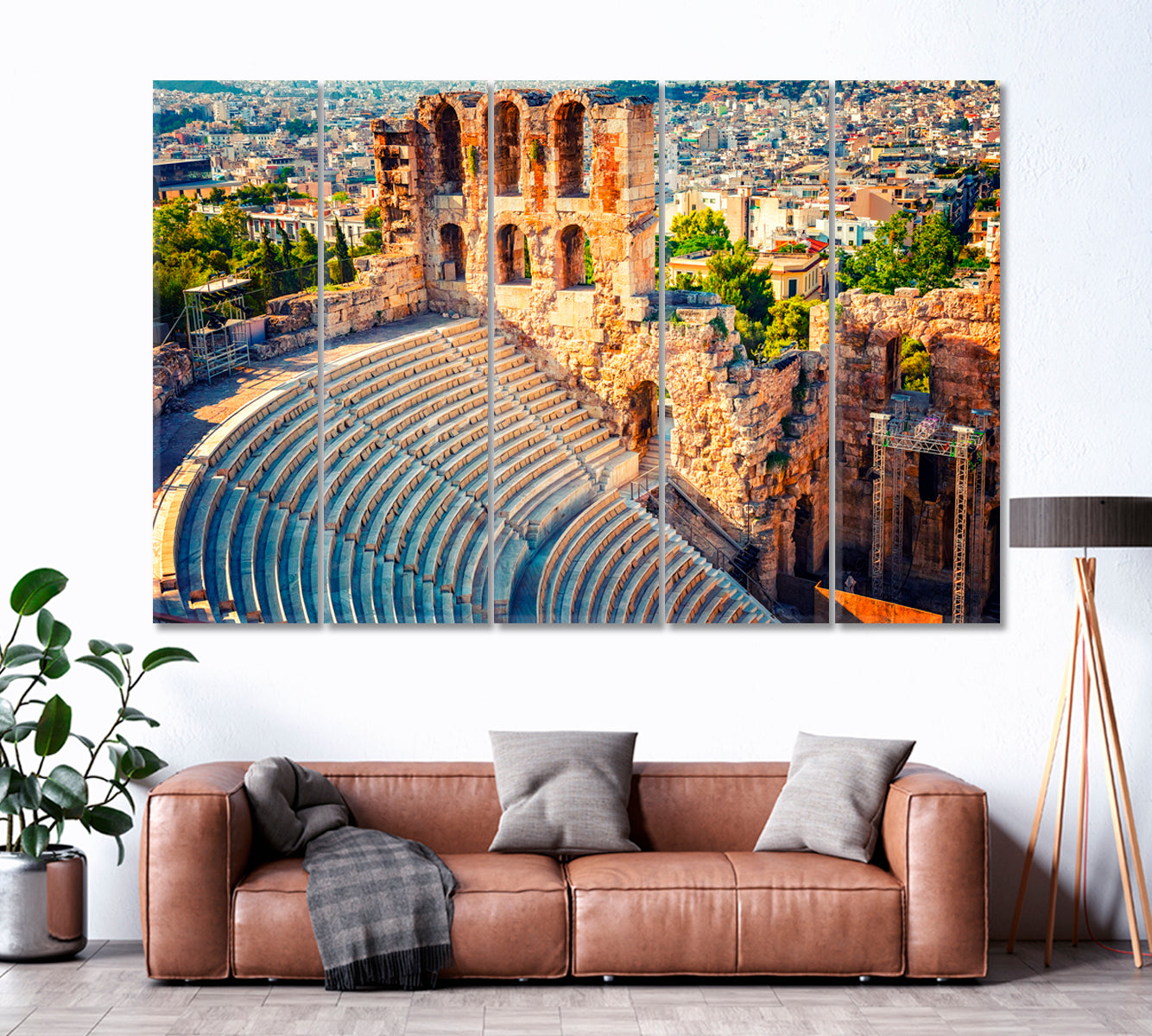 Odeon of Herodes Atticus in Acropolis Greece Canvas Print ArtLexy 5 Panels 36"x24" inches 