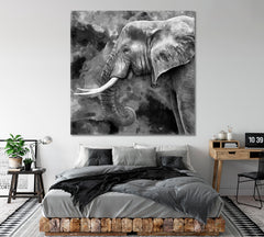Artistic Black & White Elephant Canvas Print ArtLexy 1 Panel 12"x12" inches 