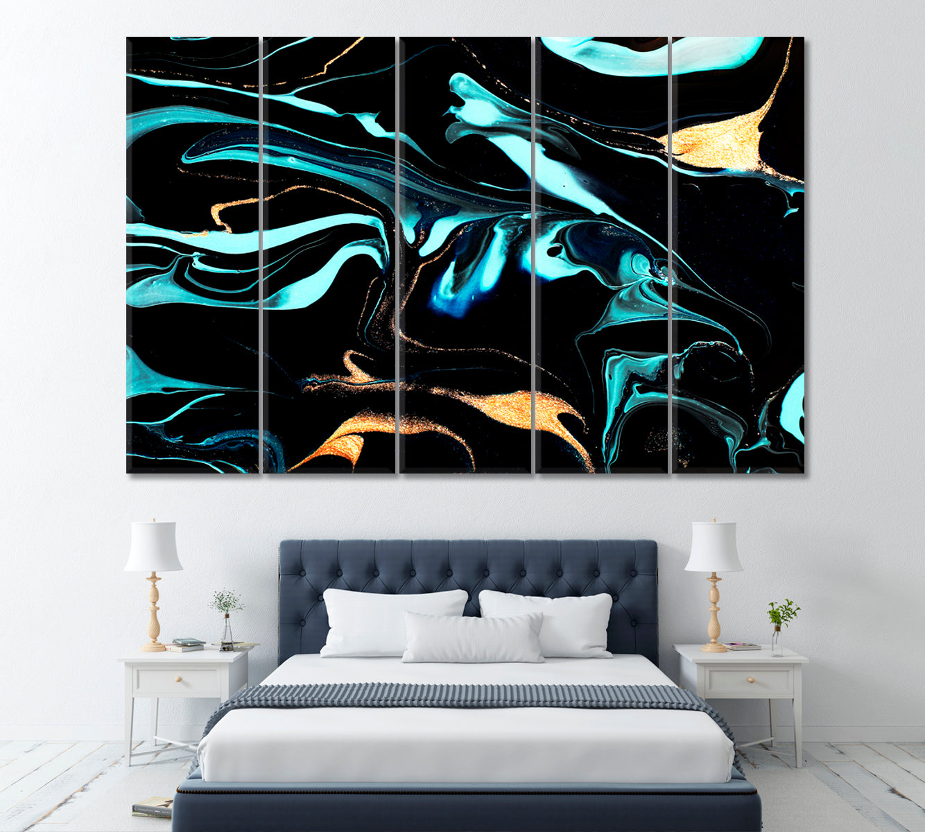 Abstract Liquid Marble Pattern Canvas Print ArtLexy 5 Panels 36"x24" inches 