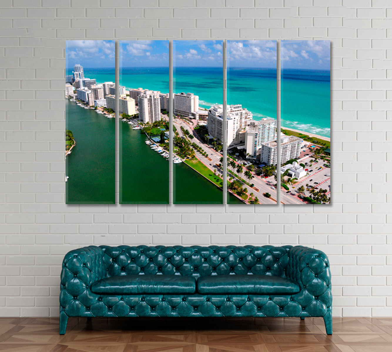 Miami South Beach Florida Canvas Print ArtLexy 5 Panels 36"x24" inches 