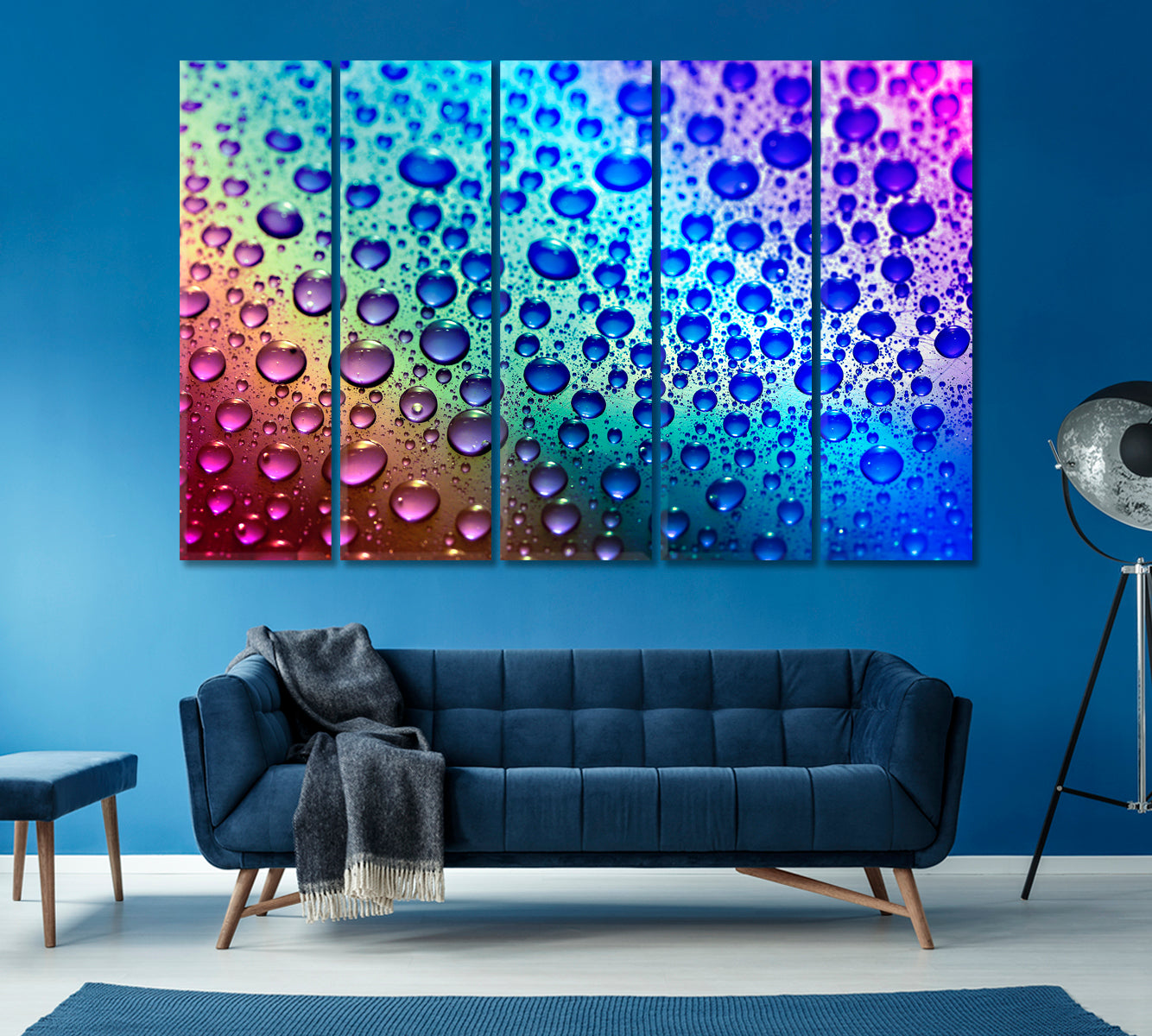 Colorful Water Drops Canvas Print ArtLexy 5 Panels 36"x24" inches 