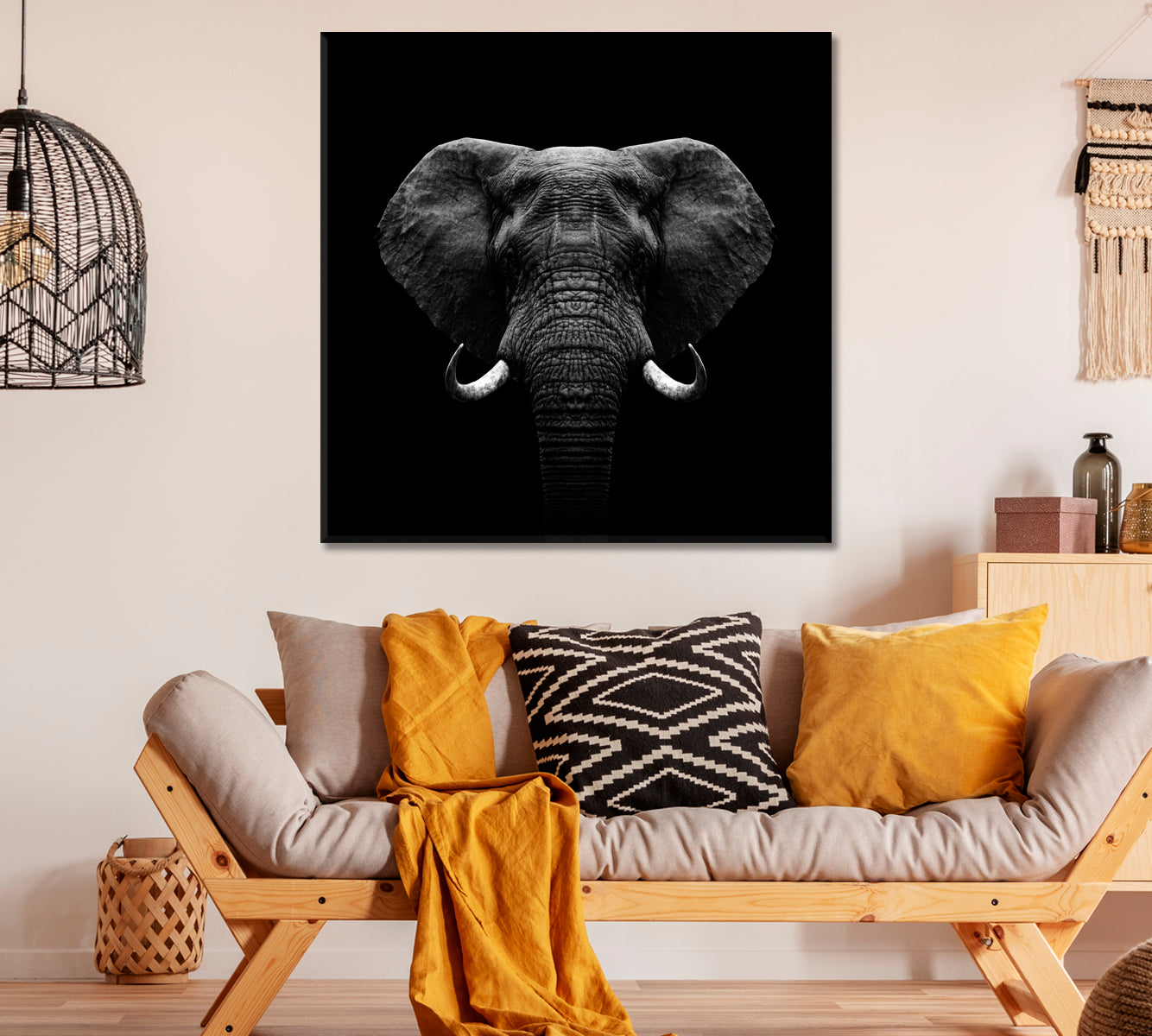 Elephant in Black and White Canvas Print ArtLexy   