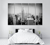 Lower Manhattan Skyline in B&W Canvas Print ArtLexy 5 Panels 36"x24" inches 