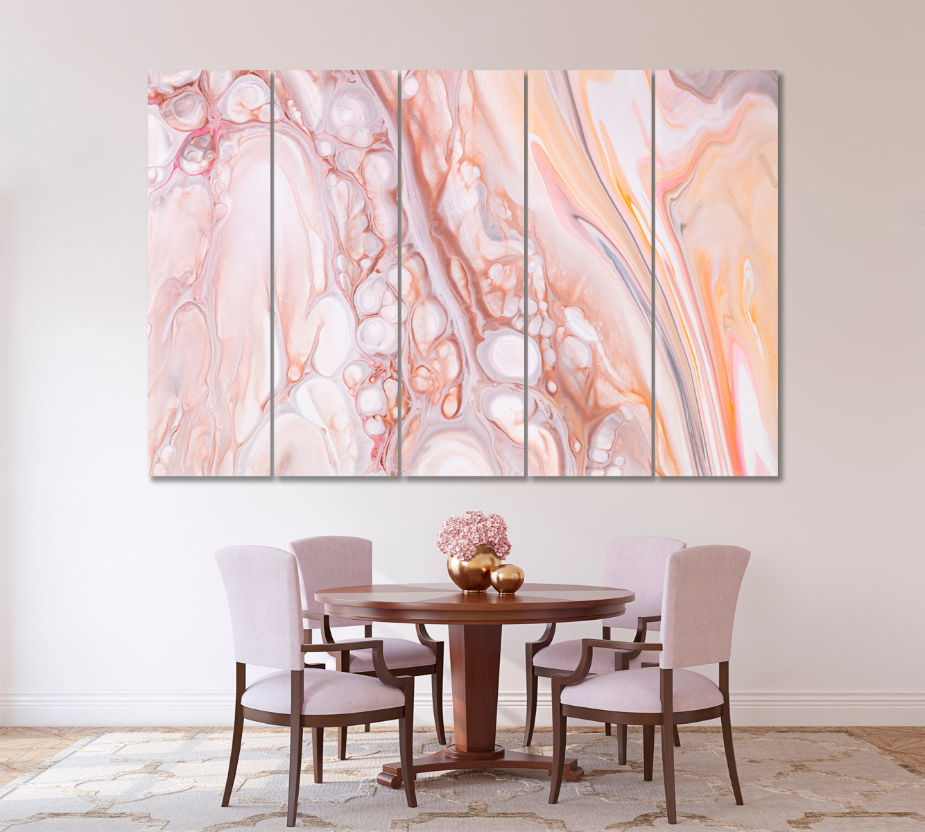 Abstract Pastel Marble Pattern Canvas Print ArtLexy 5 Panels 36"x24" inches 
