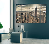New York City Skyline Canvas Print ArtLexy 5 Panels 36"x24" inches 