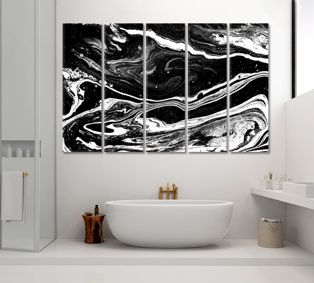 Abstract Black Marble Pattern Canvas Print ArtLexy 5 Panels 36"x24" inches 