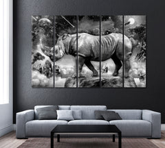 Rhinoceros in Fantasy World Canvas Print ArtLexy 5 Panels 36"x24" inches 