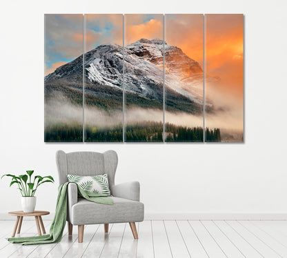 Misty Mountain Peaks Yoho National Park Canada Canvas Print ArtLexy 5 Panels 36"x24" inches 