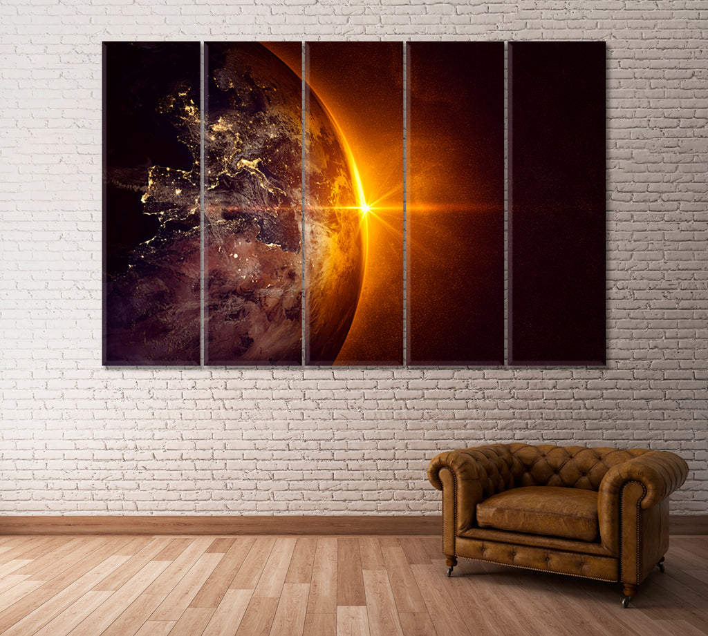 Sunrise in Space Canvas Print ArtLexy 5 Panels 36"x24" inches 
