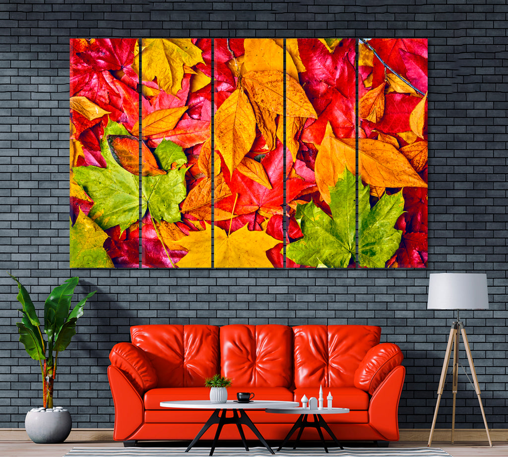 Autumn Leaves Canvas Print ArtLexy 5 Panels 36"x24" inches 