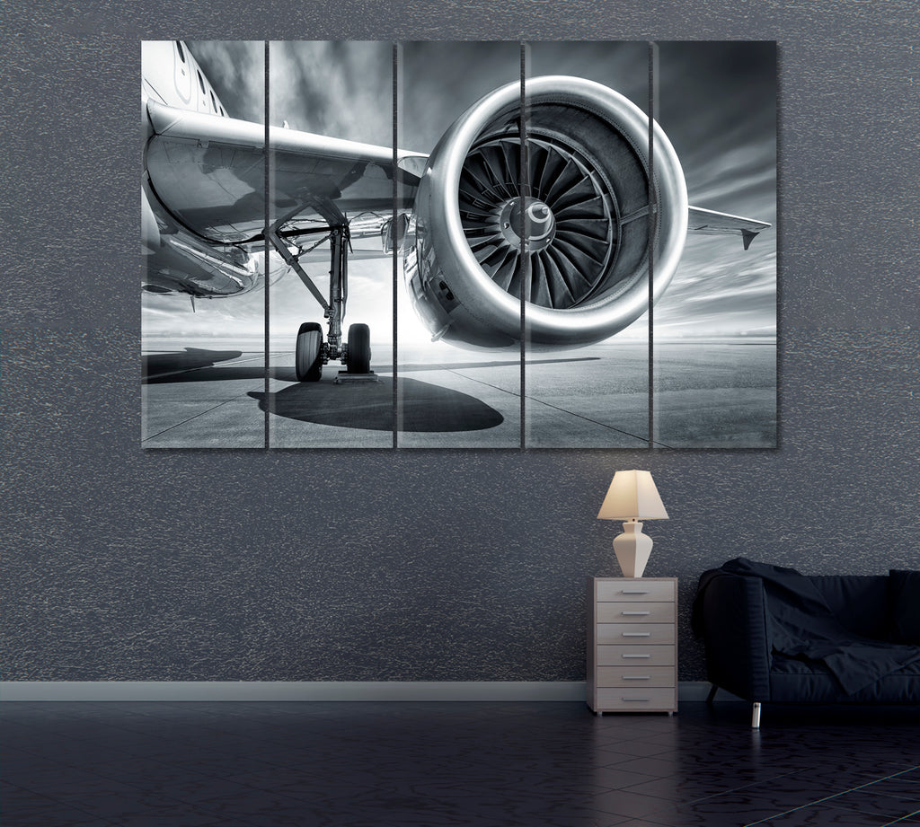 Jet Engine Canvas Print ArtLexy 5 Panels 36"x24" inches 