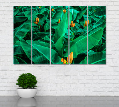 Tropical Banana Leaf Canvas Print ArtLexy 5 Panels 36"x24" inches 