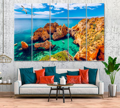 Cliffs of Ponta da Piedade Algarve Portugal Canvas Print ArtLexy 5 Panels 36"x24" inches 