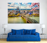 Cologne in Spring Germany Canvas Print ArtLexy 5 Panels 36"x24" inches 