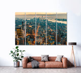 New York City Skyline with Skyscrapers Canvas Print ArtLexy 5 Panels 36"x24" inches 