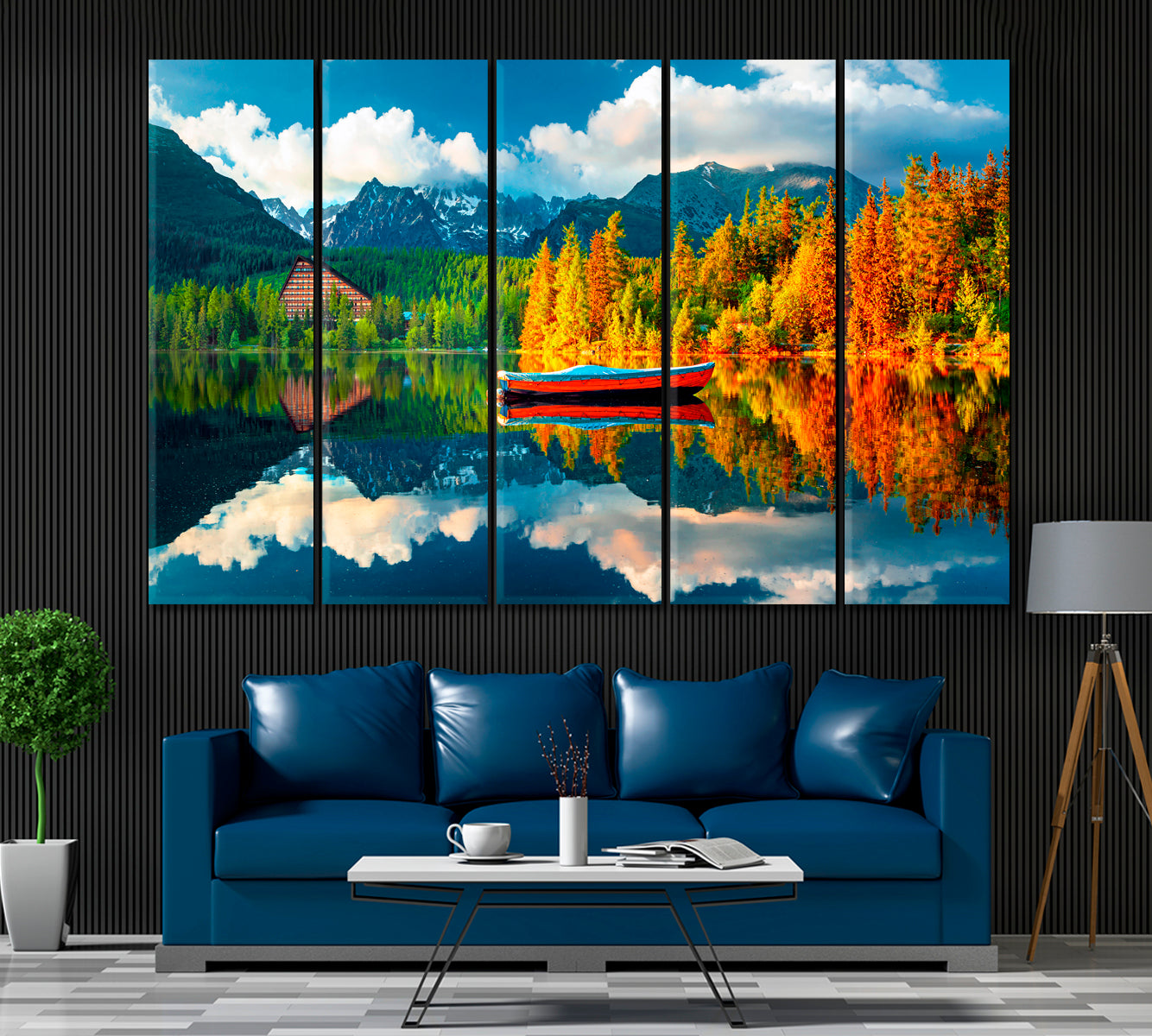 Mountain Lake Strbske Pleso in Autumn Slovakia Canvas Print ArtLexy 5 Panels 36"x24" inches 