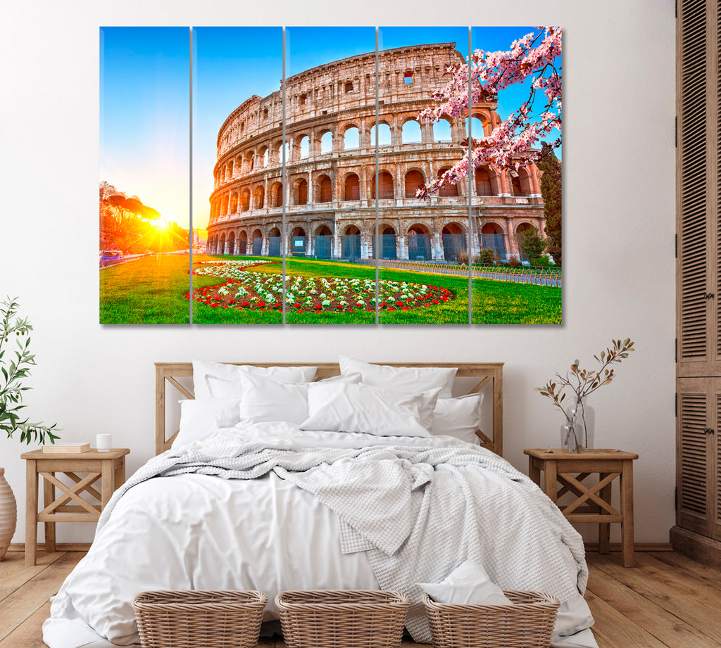 Colosseum at Sunrise Rome Canvas Print ArtLexy 5 Panels 36"x24" inches 