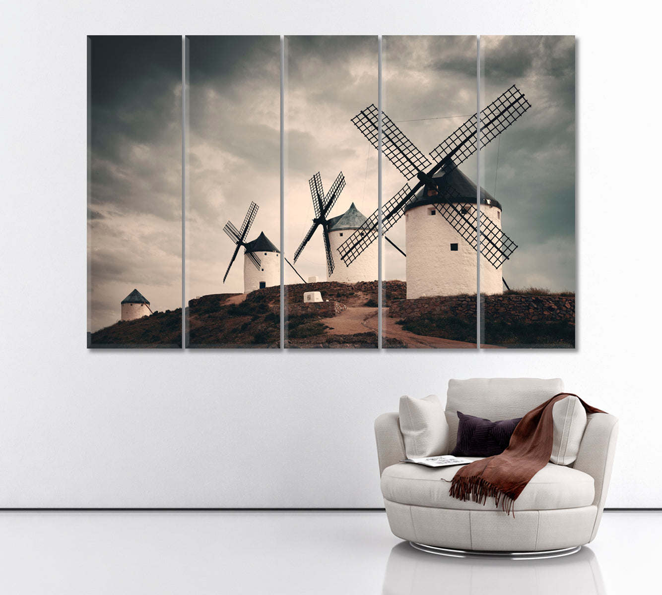 Windmills in Consuegra Spain Canvas Print ArtLexy 5 Panels 36"x24" inches 
