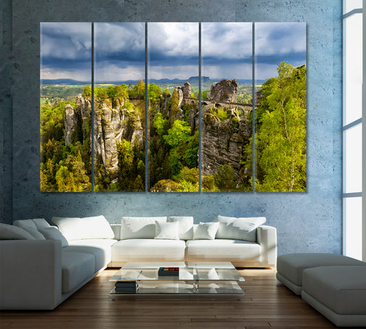 Nature Landscape with Stormy Clouds Canvas Print ArtLexy 5 Panels 36"x24" inches 