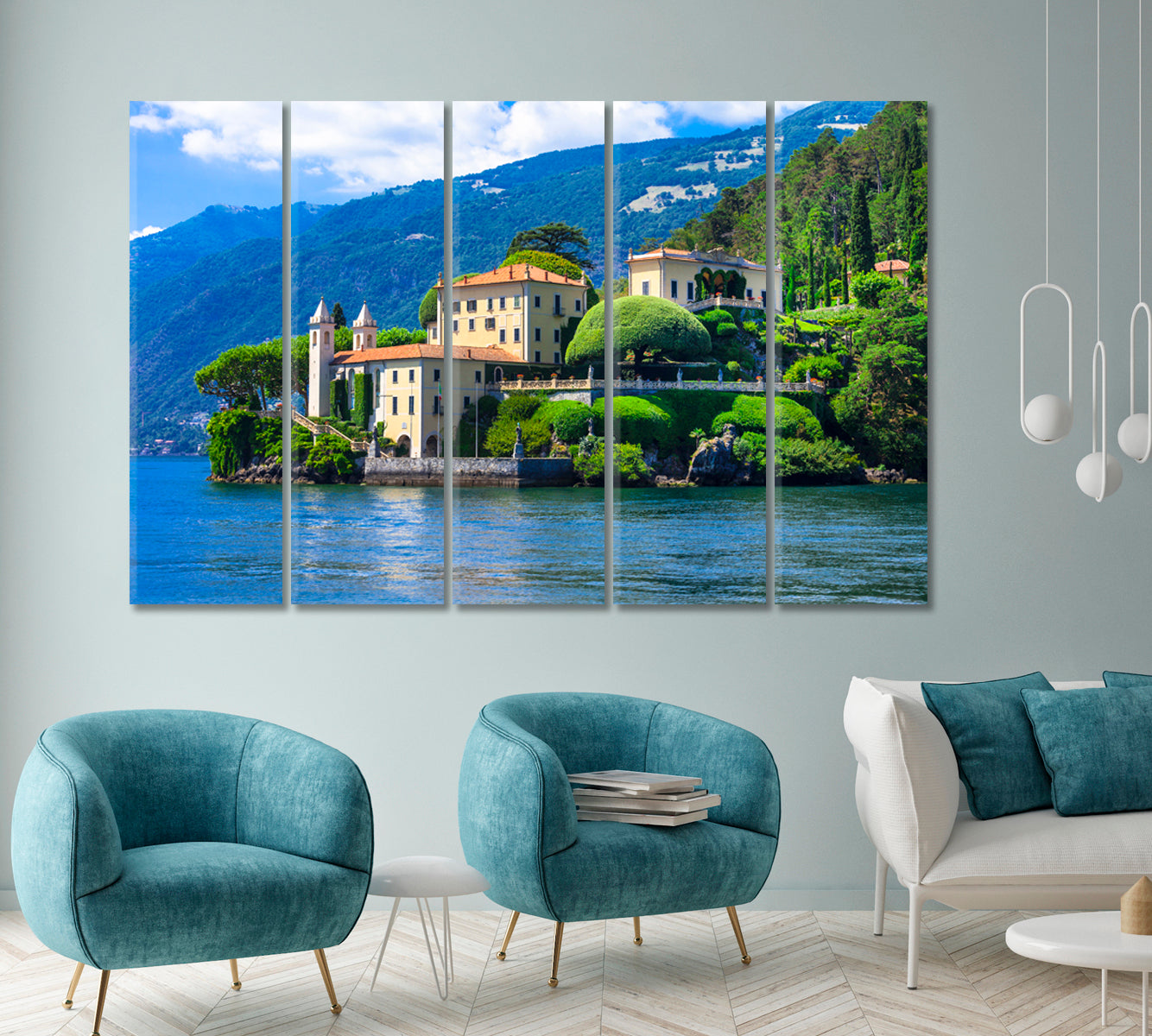 Lake Como Italy Lombardy Canvas Print ArtLexy 5 Panels 36"x24" inches 