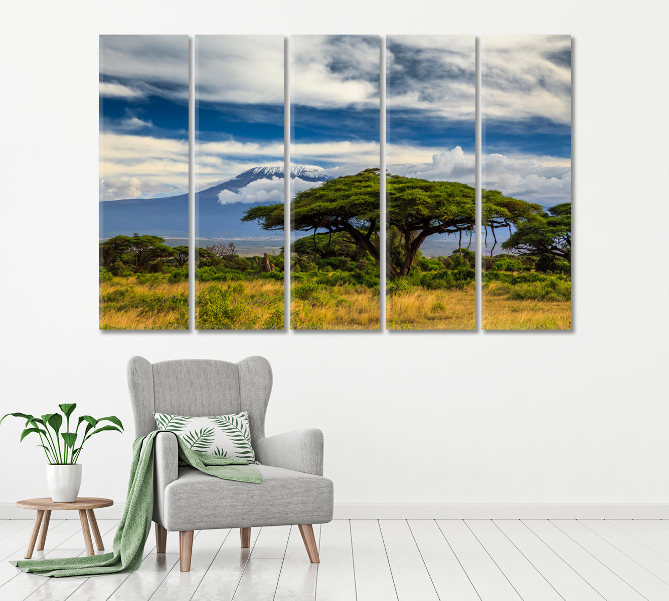 Mount Kilimanjaro Landscape Kenya Africa Canvas Print ArtLexy 5 Panels 36"x24" inches 