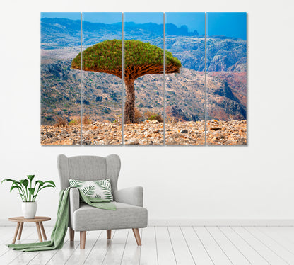 Dragon Tree Socotra Yemen Canvas Print ArtLexy 5 Panels 36"x24" inches 