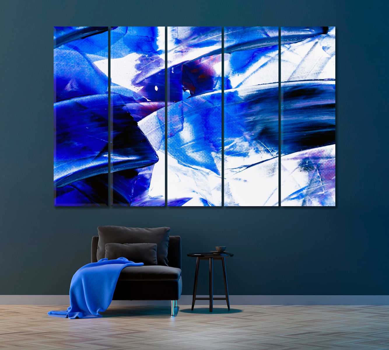 Abstract Blue Pattern Canvas Print ArtLexy 5 Panels 36"x24" inches 