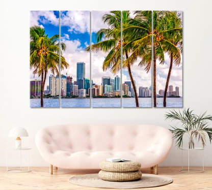 Miami Florida Canvas Print ArtLexy 5 Panels 36"x24" inches 